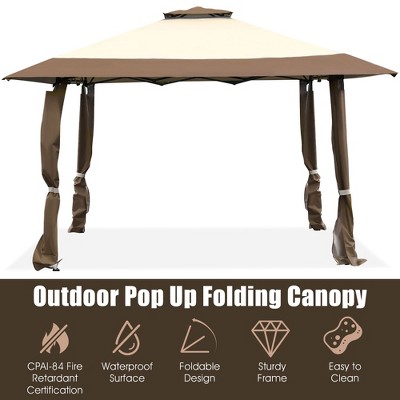 13' x 13' Brown and Beige Metal Patio Gazebo Canopy