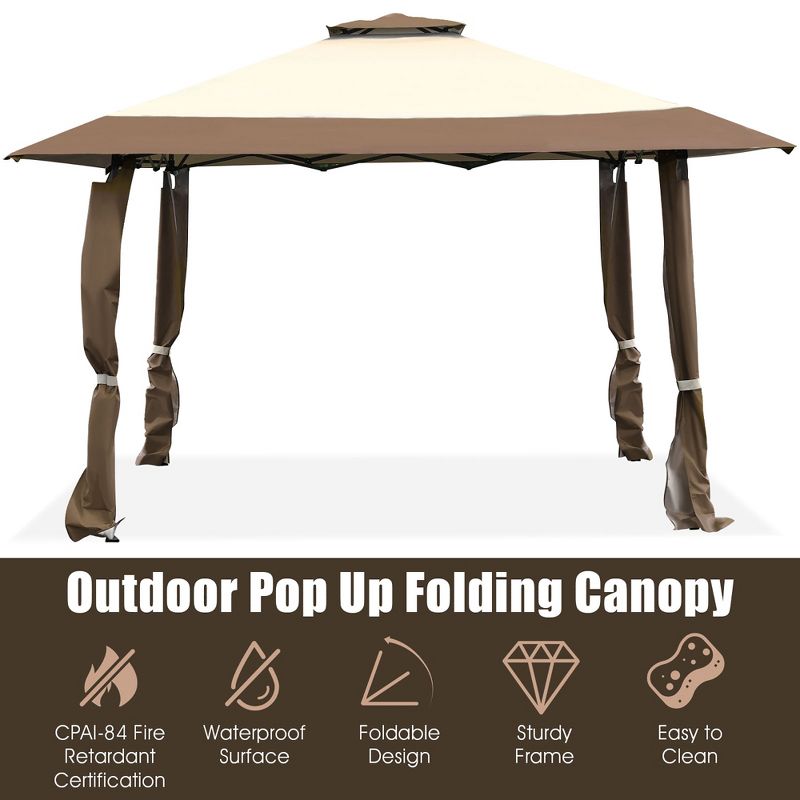 Costway 13'x13'  Gazebo Canopy Shelter Awning Tent Patio Garden Outdoor Companion, 5 of 11