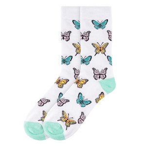 Women's White Butterfly Novelty Socks - 1 of 3