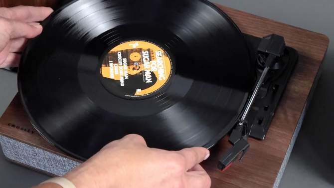 Crosley Aria Shelf System Vinyl Record Player- Gray, 2 of 14, play video