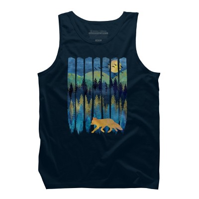 Men's Design By Humans Fox Forest Night By Maryedenoa Tank Top