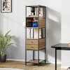 Heynemo Industrial Bookshelf, Standing Display Shelf with 2 Dog Bowls, Metal and Wood Bookshelf, Dog Feeder Station with Shelves - 4 of 4