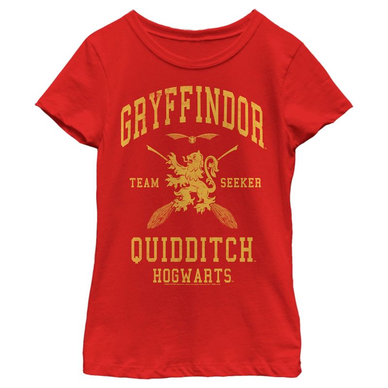 Girl's Harry Potter Gryffindor Quidditch Gold Team Seeker T-Shirt, 1 of 6