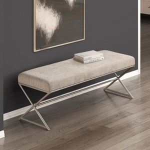 Sapphtopaz Modern Ottoman Bench with Thick Upholstered Entryway Bench with Metal Legs Rectangle Vanity Stool for Living Room, Entryway - 1 of 4