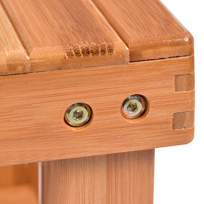 Beige Bamboo 3-Tier Shoe Rack and Bench