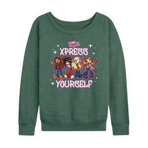Women's - Bratz - Xpress Yourself Lightweight French Terry Wide Neck Long Sleeve Shirt - 1 of 4