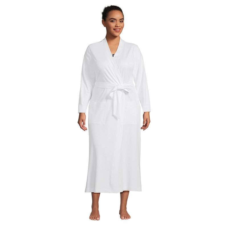 Lands' End Women's Cotton Long Sleeve Midcalf Robe, 5 of 7