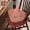 Burgundy Check Ruffled Chair Pad 16.5x18 VHC Brands - 3 of 4