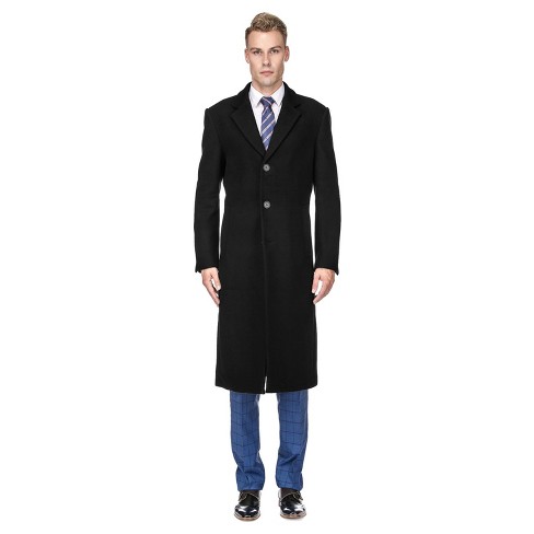 Men s Knee Length Wool Blend Three Button Long Jacket Overcoat Top Coat Target