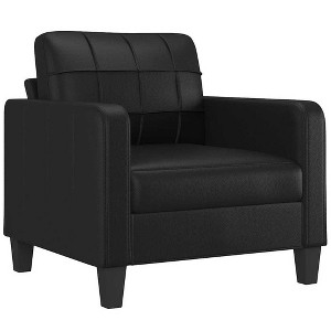 vidaXL Modern Sofa Chair in Black, Faux Leather Upholstered Seating with Metal Frame for Living Room and Office - 1 of 4