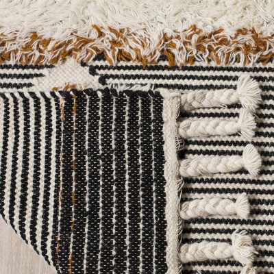 Kenya Hand-Knotted Black and Ivory Wool Rug, 4' x 6'