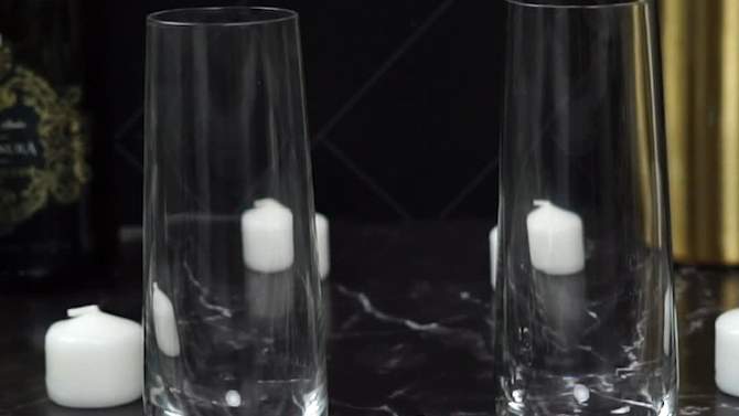 JoyJolt Milo Stemless Champagne Flutes Crystal Glasses - Set of 8 Glasses - 9.4oz, 2 of 12, play video