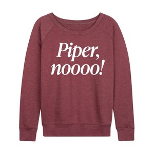 Women's - Instant Message - Piper No Lightweight French Terry Wide Neck Long Sleeve Shirt - 1 of 4