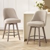 Bekrvio 26" Counter Height Swivel Bar Stools Set of 1/2/3/4–Mid-Century Barstools with Backs, Linen Upholstered & Wood Legs, for Kitchen Island - 2 of 4
