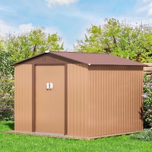 Sandinrayli 8.4 ft. W x 8.4 ft. D Outdoor Storage Metal Shed Garden Tool Steel Shed with Sliding Doors and Vents (70.56 sq. ft.) - 1 of 4