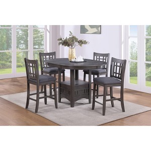 NicBex 42" Round Dining Table Set for 4 Counter Height Extendable Dining Table Storage Base with 4 Chairs for Kitchen - 1 of 4
