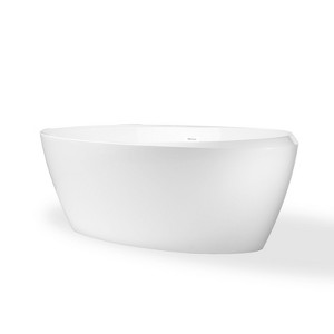 59 in.Acrylic Freestanding Bathtub Contemporary Soaking Tub Fiberglass Flatbottom Modern Stand Alone - 1 of 4