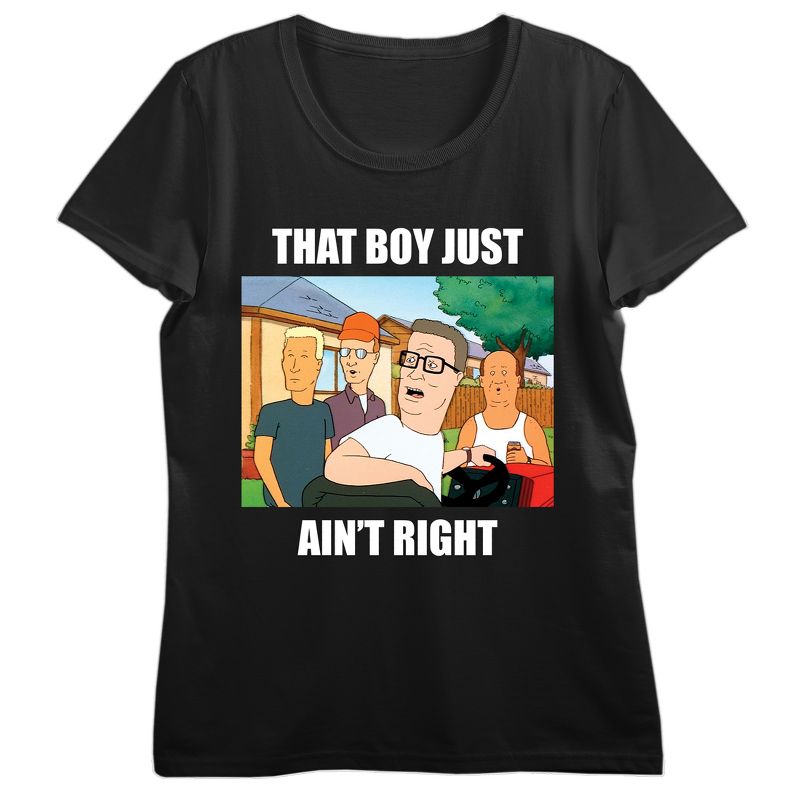 King Of The Hill That Boy Just Ain't Right Crew Neck Short Sleeve Black Women's T-shirt, 1 of 3