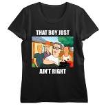 King Of The Hill That Boy Just Ain't Right Crew Neck Short Sleeve Black Women's T-shirt