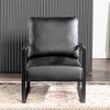 Grungis Leather/Microfiber/Velvet Accent Chair - Reinforced Metal Frame, Thick Padded Cushion, Square Armrests,Arm Chair for Bedroom,Reading Room - 2 of 4
