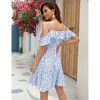 BLUEMING Maternity Cold Shoulder Sundress Flouce Highwaist Midi Dress Floral Summer Dress - 4 of 4