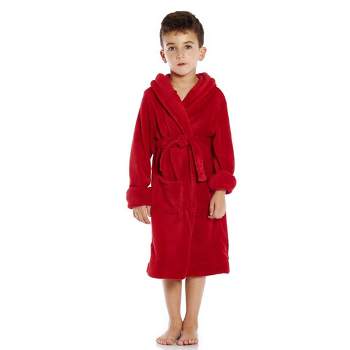 Leveret Kids Shawl Collar Fleece Solid Color Robe