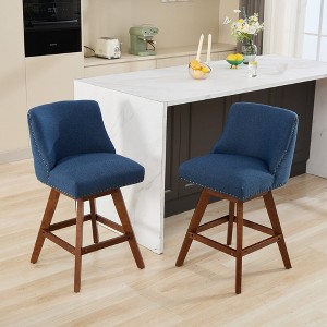 CLIHOME Set of 2 Counter Height Swivel Bar Stools, 26'' H Seat Height Upholstered Accent Chairs - 1 of 4