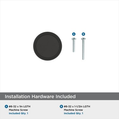 Matte Black Round Steel Cabinet Knob with Mounting Hardware