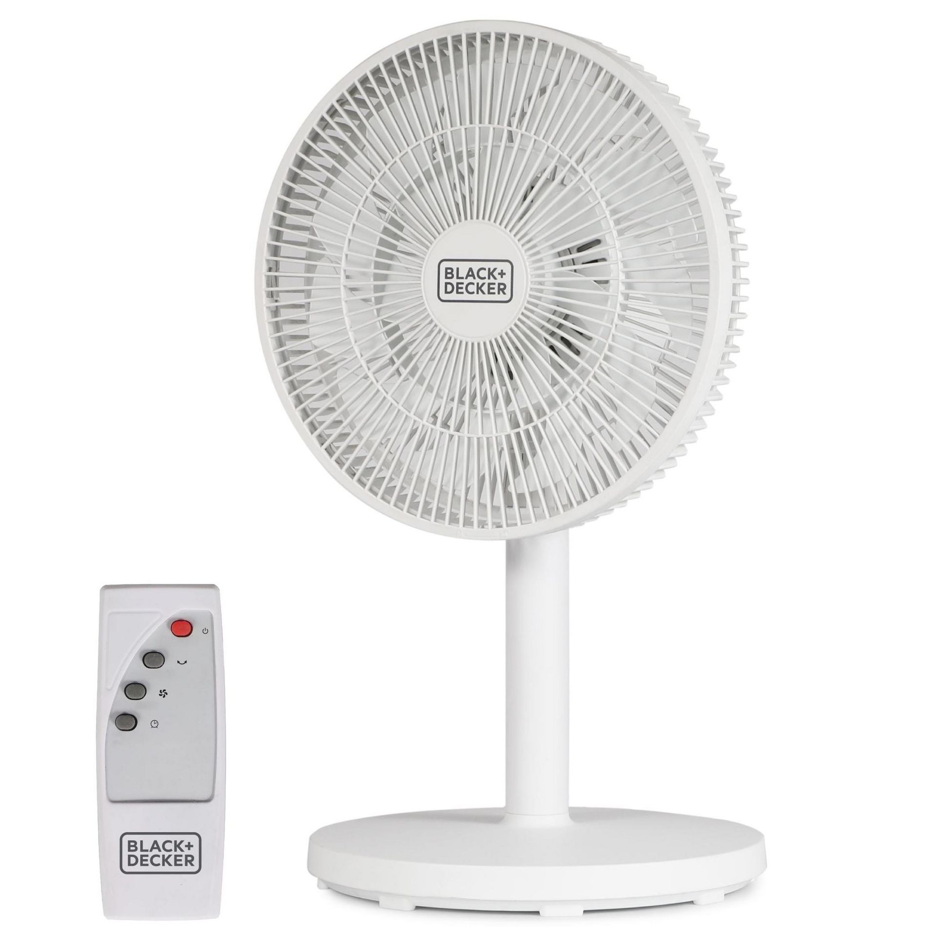 BLACK+DECKER 12-Inch Dual Blade Table Fan with Remote, BFDTD12VW, 3 Speed Settings, 90-Degree Oscillating Fan with Adjustable Tilt, White