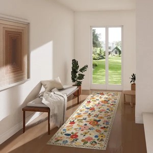 Washable Small Entryway Area Rugs: 2'x3' Floral Rug Non Slip Door Mat Indoor Entrance Stain Resistance Low Pile Throw Rugs for Inside Front - 1 of 4