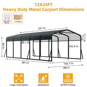 10 x 15 FT Metal Carport with Galvanized Steel Roof, Heavy Duty Metal Roof Carport with Enhanced Base, Tall Kits Garage for Tractors, Trucks, Boats - 1 of 4