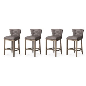Maven Lane Hugo Low Back Kitchen Stool with Vegan Leather Upholstered Seat, Set of 4 - 1 of 4