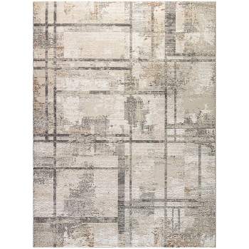 Nourison Modern Geometric Sustainable Woven Rug with Lines Beige