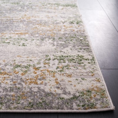 Palma 6'7" Square Gray and Green Synthetic Area Rug
