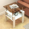 KTMBDW Square Side Tables Set of 2, Tempered Glass End Tables with MDF Layer for Living Room, Balcony, Bedroom - 3 of 4