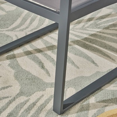 Aubrey Gray Aluminum Outdoor Dining Chairs with Faux Wood Accents, Set of 2