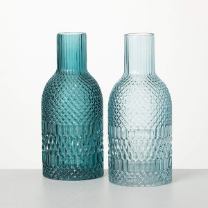 10"H Sullivans Turquoise Faceted Bottle Vases Set of 2, Blue - 1 of 4