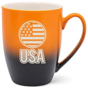 100 North United States of America 10 Ounce Orange and Black Two Toned Ombre, Comfortably Fits Your Hands, Ceramic Tea Coffee Cup Mug, USA - 1 of 1