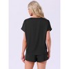 INSPIRE CHIC Womens Satin Silky Pajama Set Short Sleeve Round Neck Top Slit Shorts Sleepwear - 4 of 4