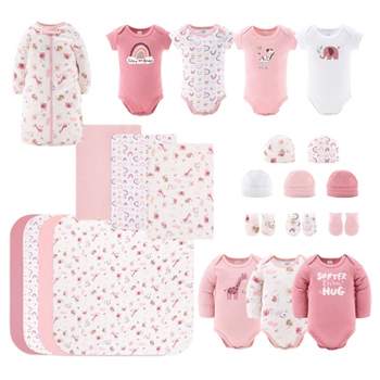 The Peanutshell Rainbow Safari 23-Piece Layette Gift Set in Pink/White 0-3 months, 0-3 Months