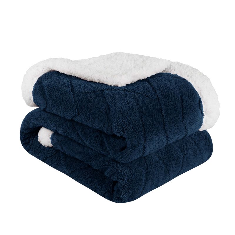 Nuuk Jacquard Lattice Fleece Plush Reversible Throw Blanket Medium Weight Fluffy Bedding by Blue Nile Mills, 4 of 7