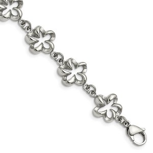 Black Bow Jewelry 13mm Stainless Steel Looped Petal Flower Link Bracelet, 7.5 Inch - 1 of 4