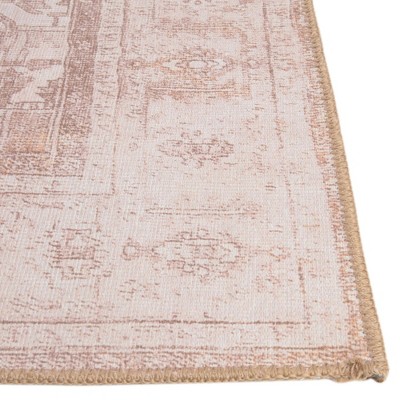 Beige and Light Brown Square Chenille Flat Woven Rug