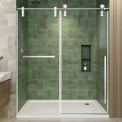 COWLOWN Frameless Sliding Shower Door, Adjustable Shower Screen with 8mm Tempered Glass
