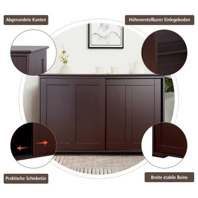 Dark Brown Painted Composite Wood Kitchen Storage Cabinet