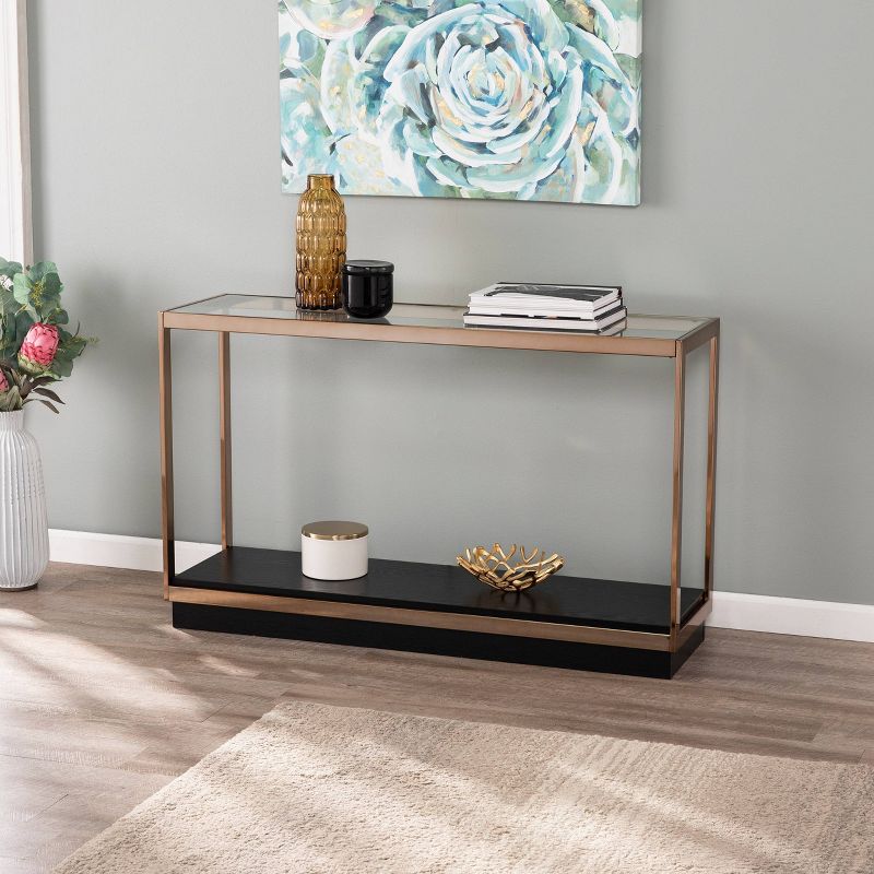 Lexing Glass Top Console Table Champagne - Aiden Lane, 1 of 8
