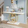 Gulches Modern Faux Marble Console Table, Gold Geometric Base, White & Gold, 55" - 3 of 4