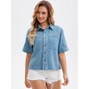 INSPIRE CHIC Women's Short Sleeve Denim Button Down Turndown Collar Casual Jean Jackets - 3 of 4