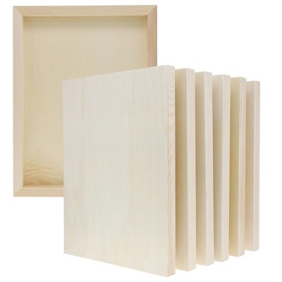 Bright Creations Unfinished Craft Wood Canvas Boards For Painting (2 Sizes,  6 Pack)