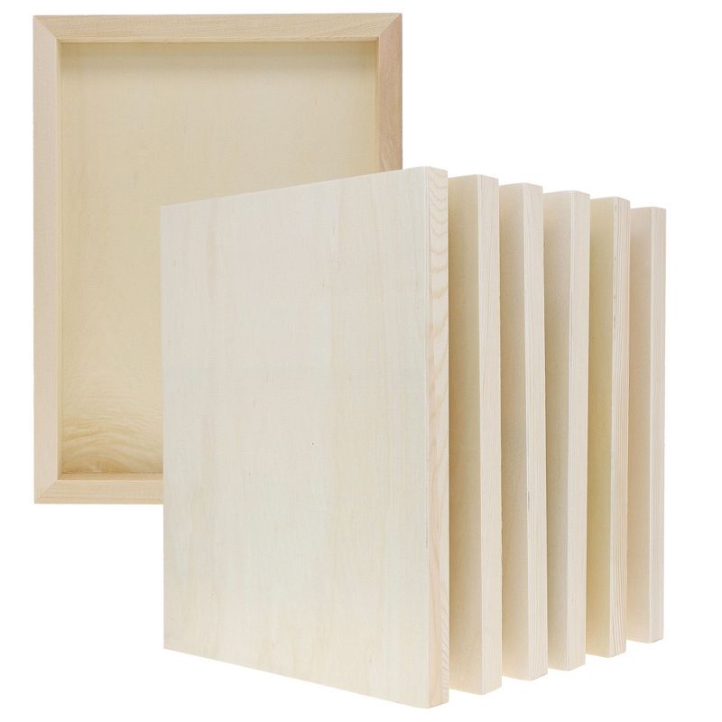 Bright Creations 6 Pack Unfinished Wood Canvas Boards for Painting, Blank Deep Cradle 9x12 Panels for Art Projects, 0.85 In Thick, 1 of 10